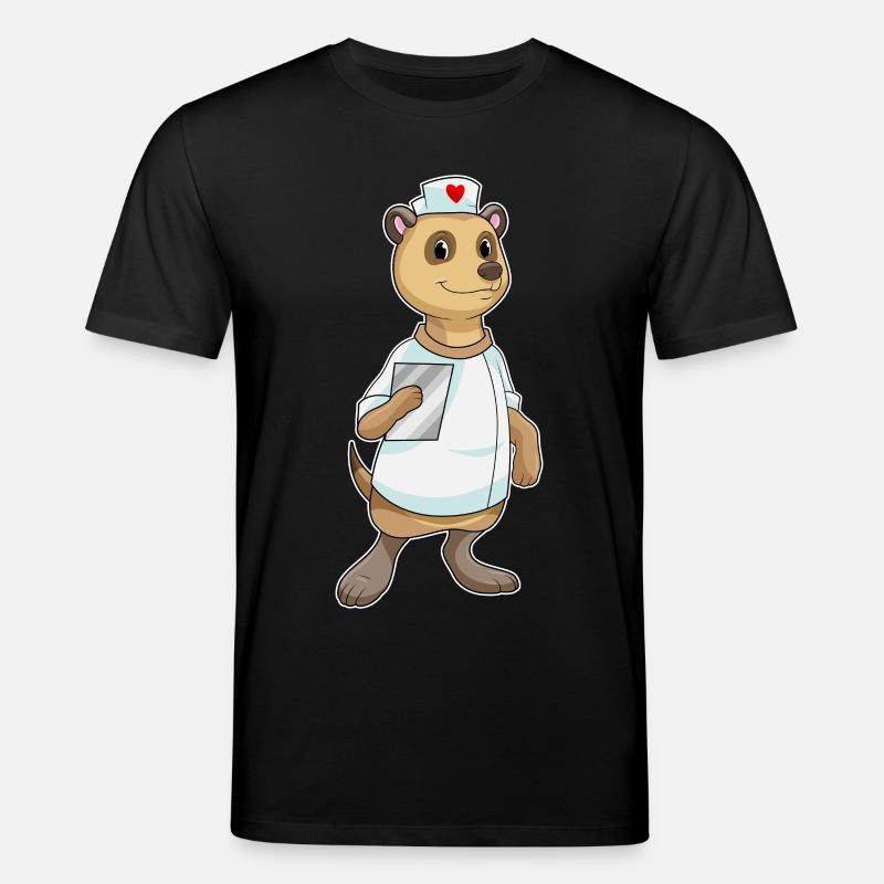 Erdmännchen Krankenschwester Herz - Stanley/Stella Unisex Bio-T-Shirt CREATOR  - Schwarz