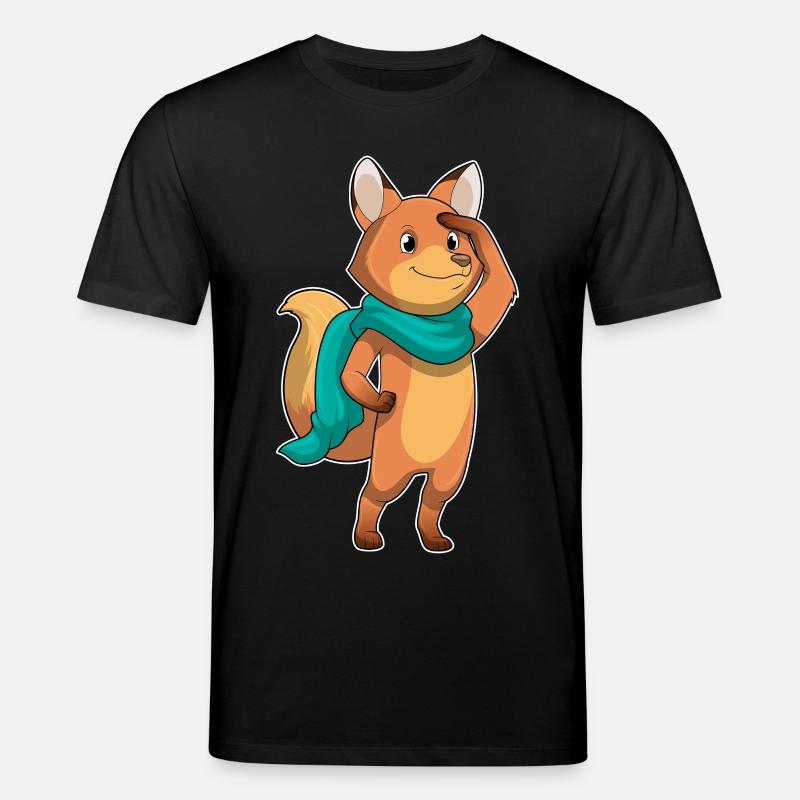 Fuchs mit Schal - Stanley/Stella Unisex Bio-T-Shirt CREATOR  - Schwarz