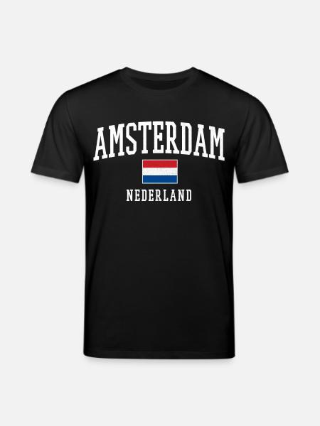 Amsterdam NL Flag Design - Stanley/Stella CREATOR Unisex Organic T-Shirt - black