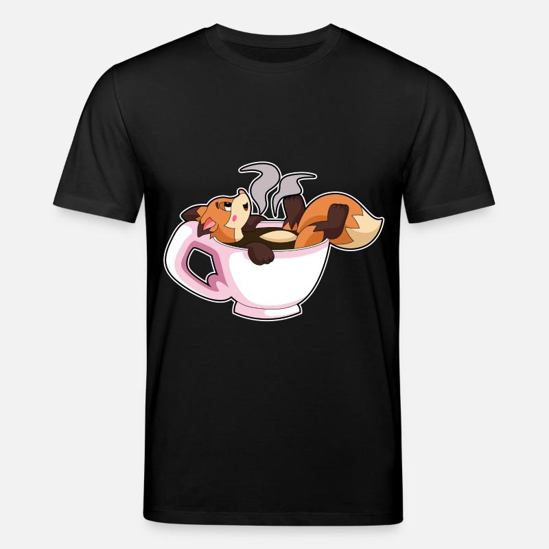 Fuchs mit Tasse Kaffee - Stanley/Stella Unisex Bio-T-Shirt CREATOR  - Schwarz