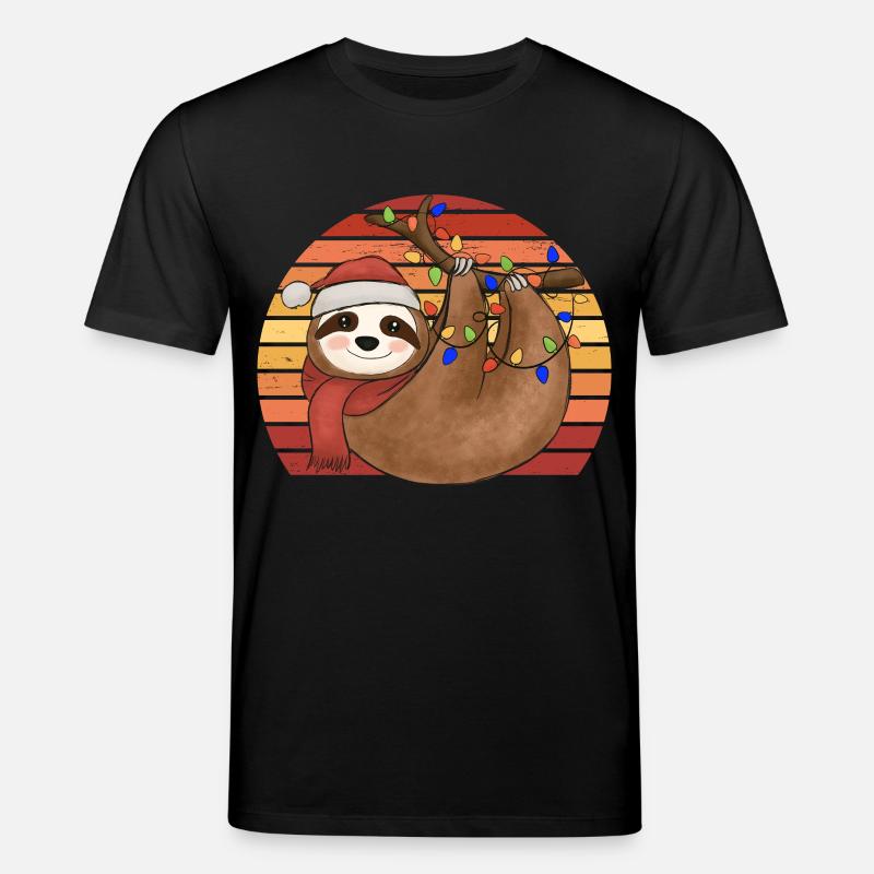 Sloth String Lights Noël Pyjamas Noël - T-shirt bio CREATOR Stanley/Stella Unisexe - noir