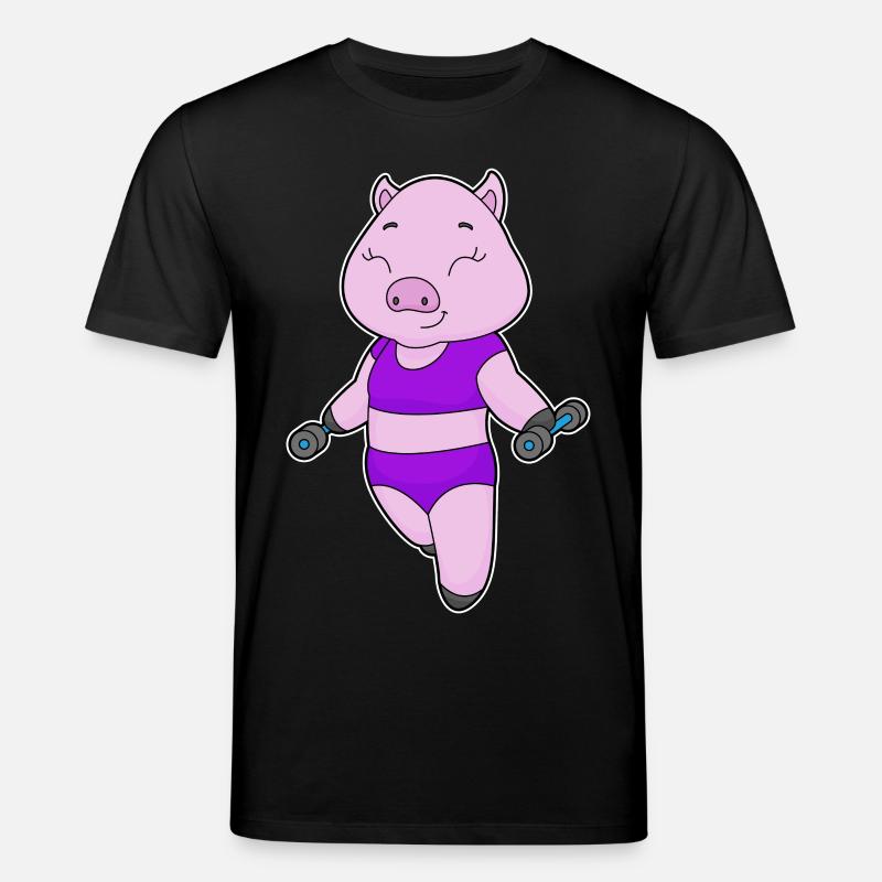 Bodybuilder cochon avec haltères - T-shirt bio CREATOR Stanley/Stella Unisexe - noir