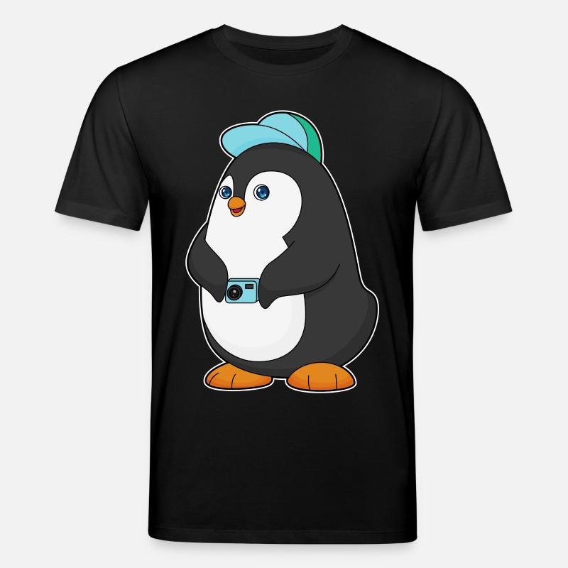 Pinguin Kamera - Stanley/Stella Unisex Bio-T-Shirt CREATOR  - Schwarz