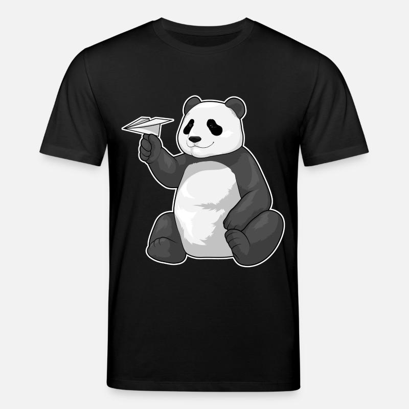 Panda Papierflieger - Stanley/Stella Unisex Bio-T-Shirt CREATOR - Schwarz