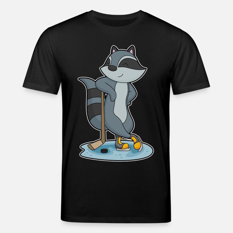Waschbär Eishockey Eishockeyschläger - Stanley/Stella Unisex Bio-T-Shirt CREATOR  - Schwarz