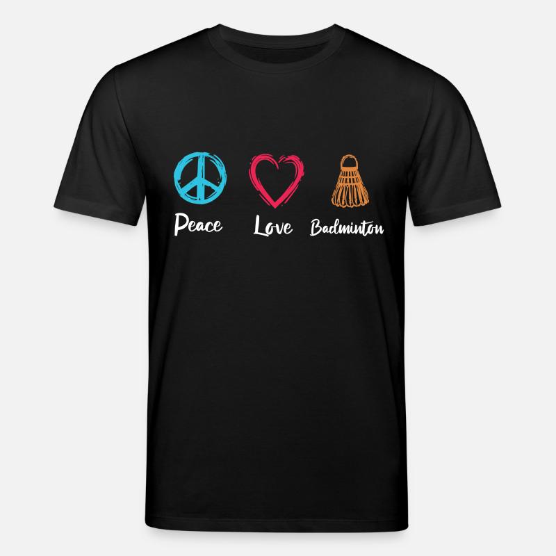 Peace Love Badminton - Stanley/Stella Unisex Bio-T-Shirt CREATOR  - Schwarz