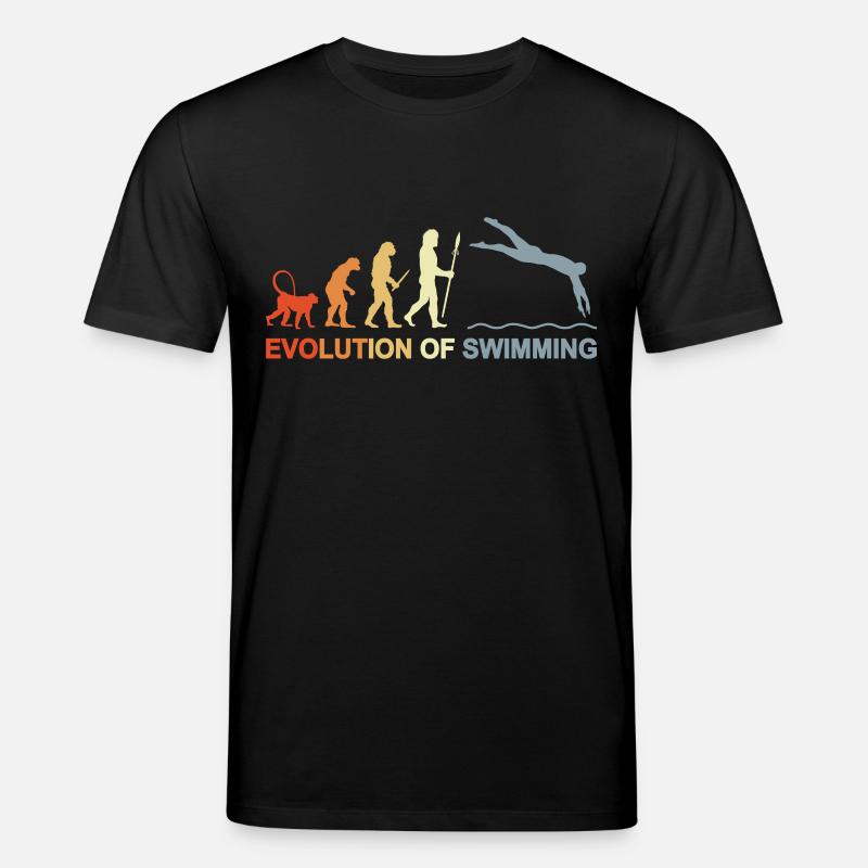 Evolution des Schwimmens - Stanley/Stella Unisex Bio-T-Shirt CREATOR  - Schwarz