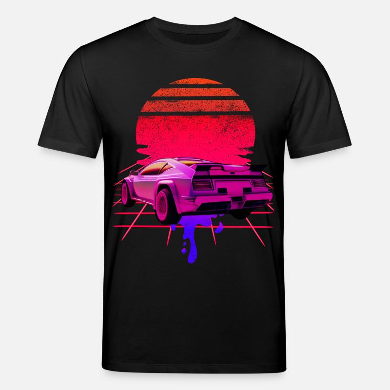 Retro Wave Supercar Sunset - T-shirt bio CREATOR Stanley/Stella Unisexe - noir