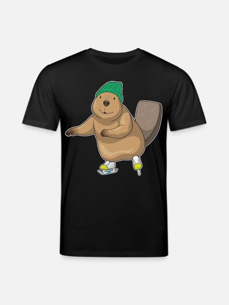 Beaver Ice Skating Skates - Stanley/Stella CREATOR Unisex Organic T-Shirt - black