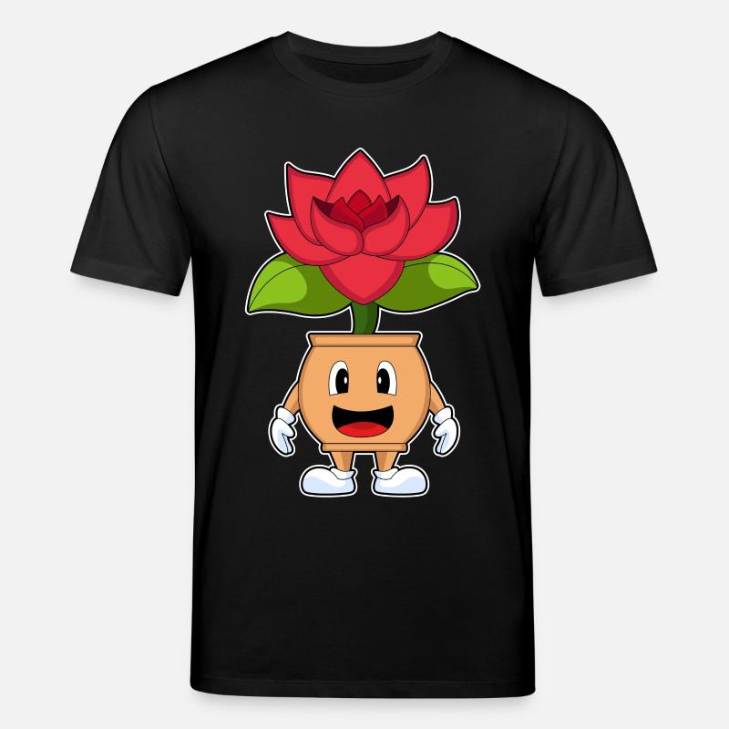 Fleurs roses en pot de fleurs - T-shirt bio CREATOR Stanley/Stella Unisexe - noir