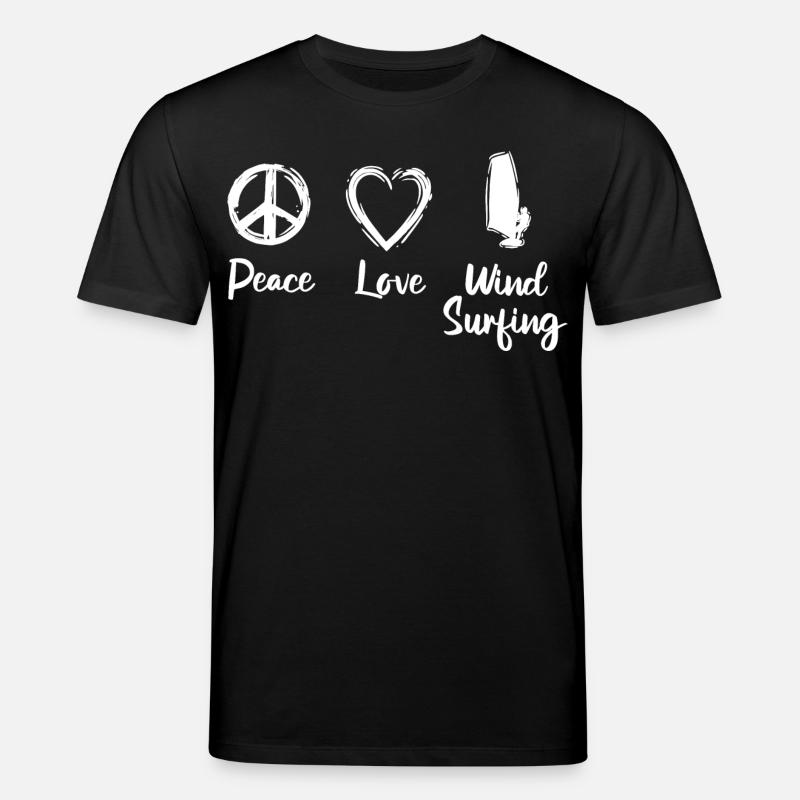 Peace Love Wind Surf - T-shirt bio CREATOR Stanley/Stella Unisexe - noir