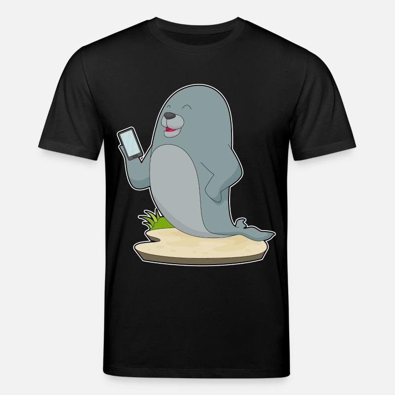 Seehund Handy - Stanley/Stella Unisex Bio-T-Shirt CREATOR  - Schwarz