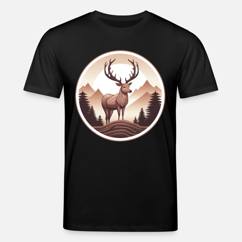Hirsch Wald und Berge - Stanley/Stella Unisex Bio-T-Shirt CREATOR  - Schwarz