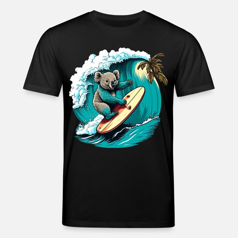 Koala hat Spass beim Surfen - Stanley/Stella Unisex Bio-T-Shirt CREATOR  - Schwarz