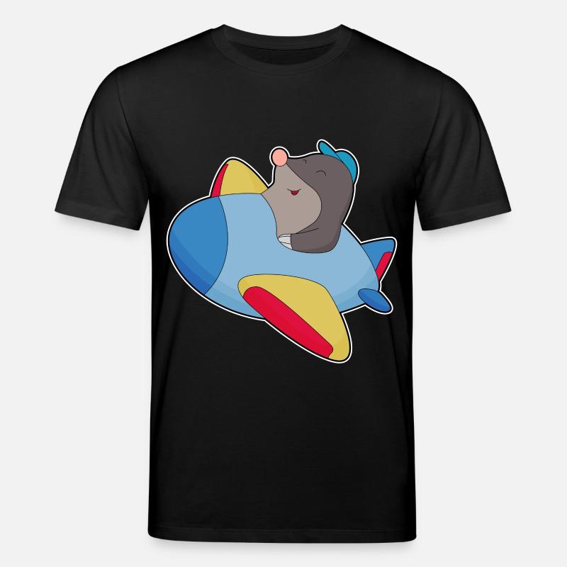 Maulwurf Pilot Flugzeug - Stanley/Stella Unisex Bio-T-Shirt CREATOR  - Schwarz