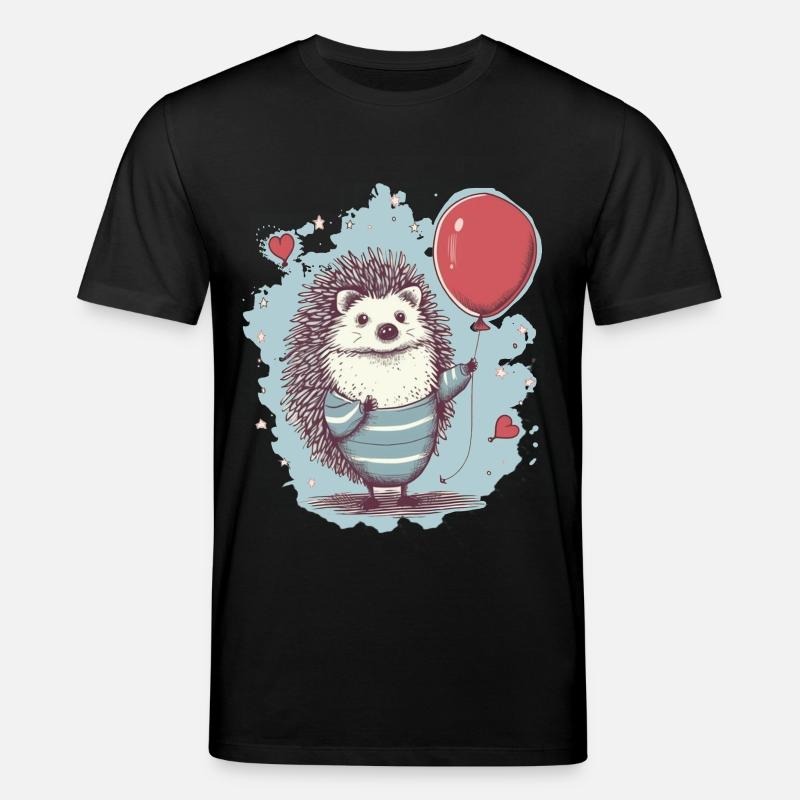 süsser Igel mit Luftballon - Stanley/Stella Unisex Bio-T-Shirt CREATOR  - Schwarz