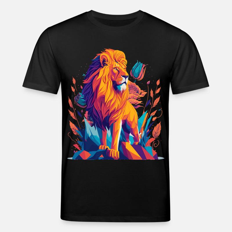 Majestätischer Löwe Polygon - Stanley/Stella Unisex Bio-T-Shirt CREATOR  - Schwarz