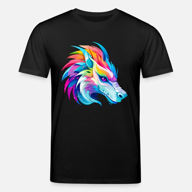 Regenbogen Drache Kopf - Stanley/Stella Unisex Bio-T-Shirt CREATOR  - Schwarz