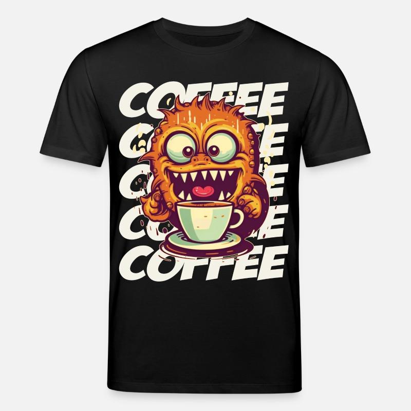 Kaffeemonster mit Schriftzug - Stanley/Stella Unisex Bio-T-Shirt CREATOR - Schwarz
