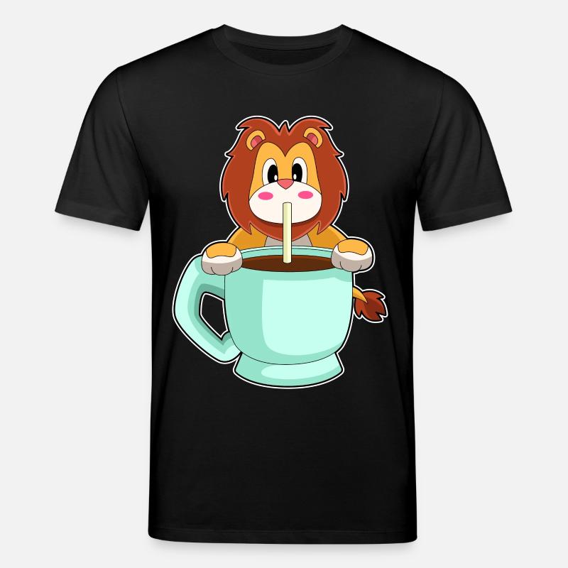 Löwe Tasse Kaffe - Stanley/Stella Unisex Bio-T-Shirt CREATOR - Schwarz
