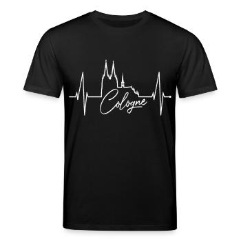 Köln Skyline Herzschlag Herz Kölsch Liebe Kölner - Stanley/Stella Unisex Bio-T-Shirt CREATOR  - Schwarz - Vorne - Alina (178cm) & Michal (187cm)