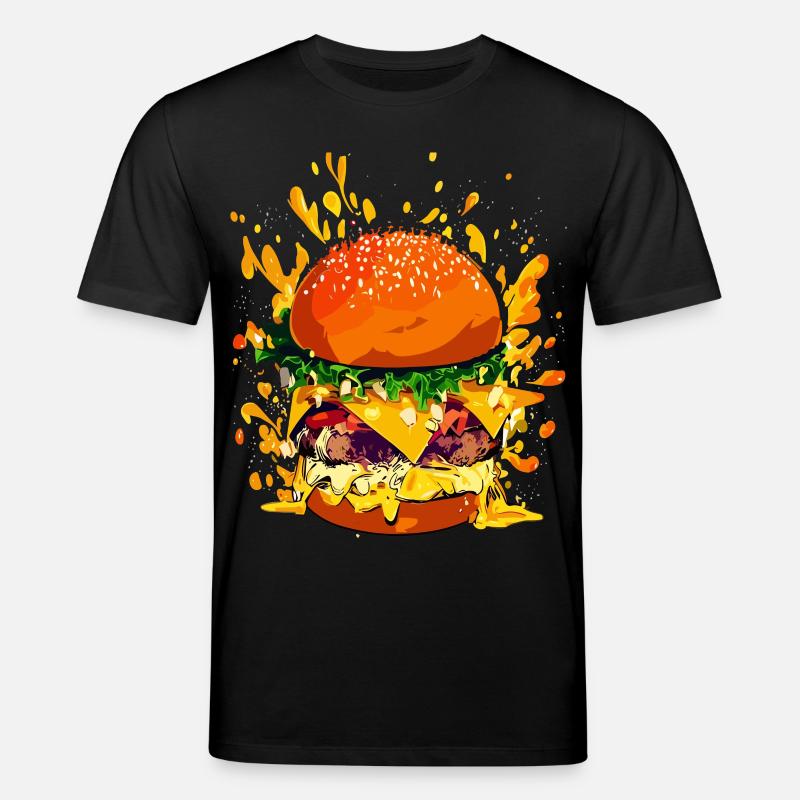 Extravaganter Cheeseburger mit Käse Splatter - Stanley/Stella Unisex Bio-T-Shirt CREATOR  - Schwarz