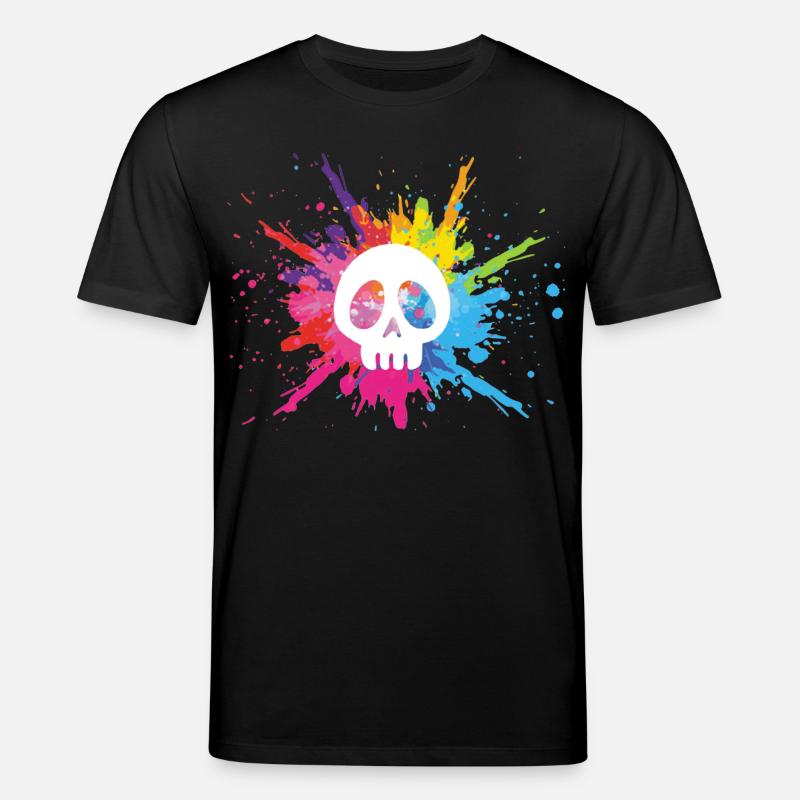 Weißer Schädel und bunte Explosion - Stanley/Stella Unisex Bio-T-Shirt CREATOR  - Schwarz