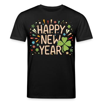 Neujahrsfreude mit Shamrock - Stanley/Stella Unisex Bio-T-Shirt CREATOR  - Schwarz - Vorne - Alina (178cm) & Michal (187cm)