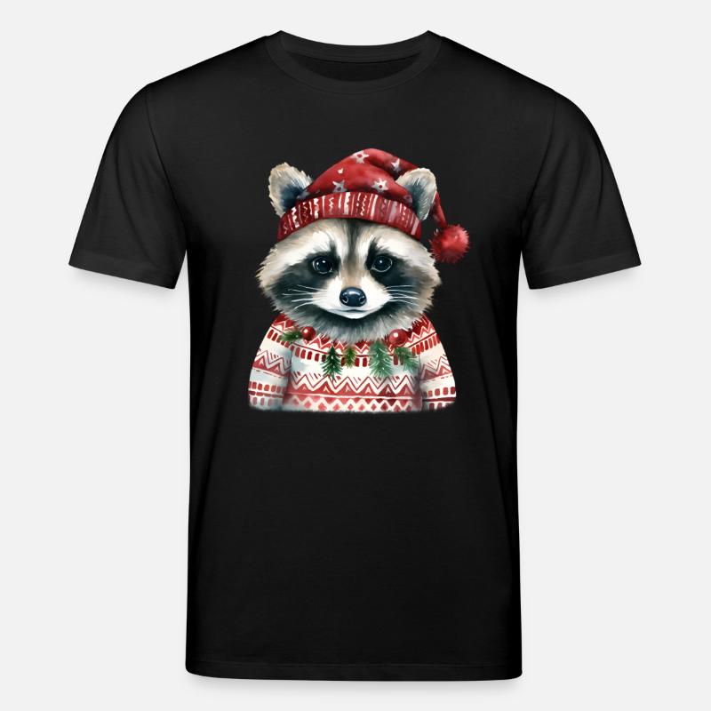 Herr Waschbär im Norweger-Pulli - Stanley/Stella Unisex Bio-T-Shirt CREATOR - Schwarz