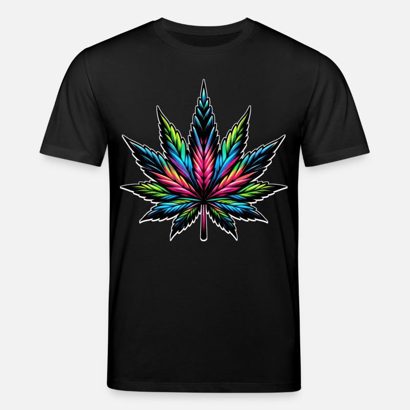 Cannabis Neon psychedelisches Design - Stanley/Stella Unisex Bio-T-Shirt CREATOR  - Schwarz