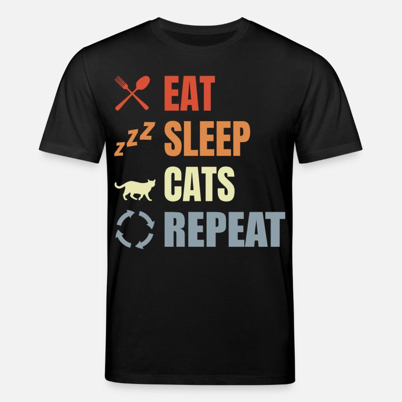 Eat Sleep Cats Repeat - Stanley/Stella Unisex Bio-T-Shirt CREATOR  - Schwarz