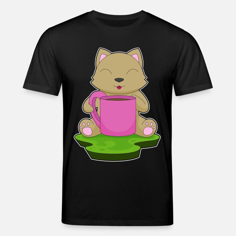 Katze Kaffee Becher - Stanley/Stella Unisex Bio-T-Shirt CREATOR  - Schwarz