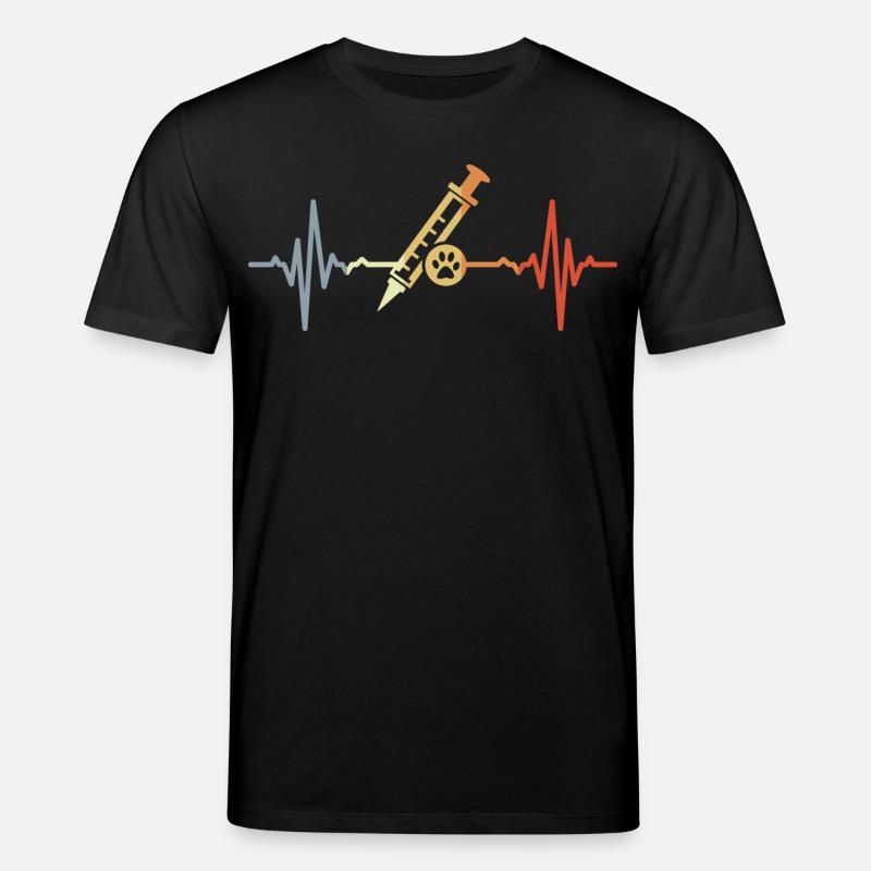 Veterinary Syringe ECG - Stanley/Stella CREATOR Unisex Organic T-Shirt - black