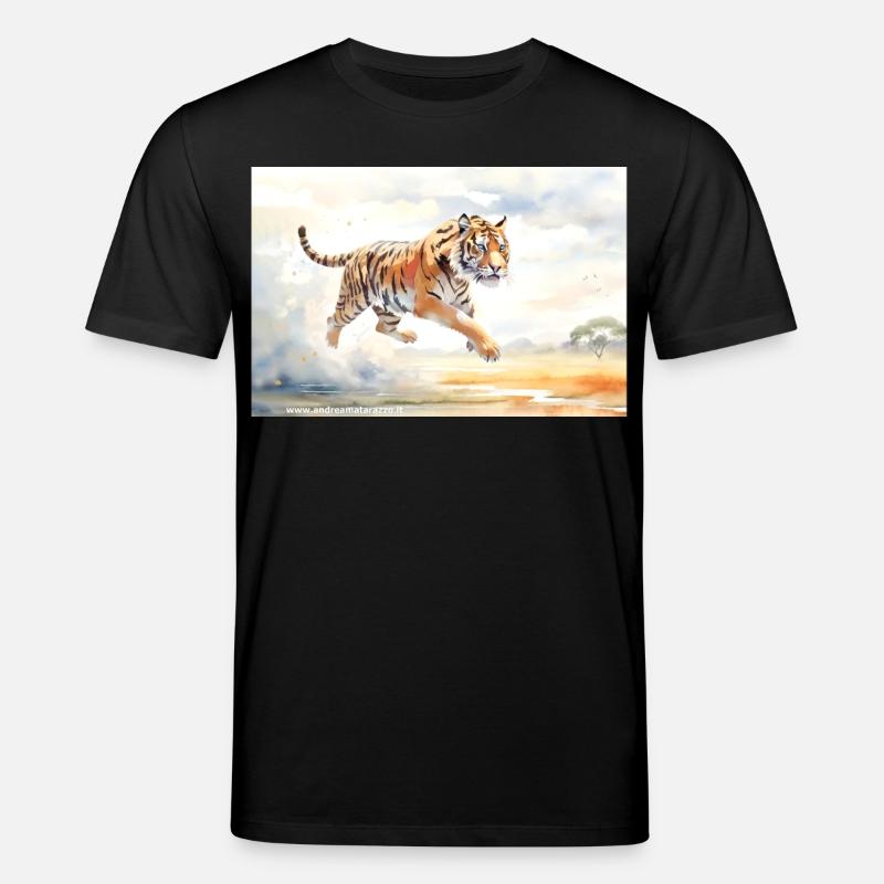 Tiger in Aktion - Stanley/Stella Unisex Bio-T-Shirt CREATOR  - Schwarz