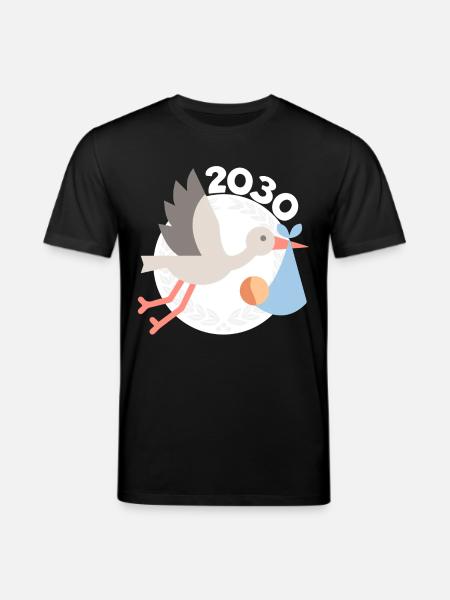 Cigogne avec bébé 2030 - T-shirt bio CREATOR Stanley/Stella Unisexe - noir