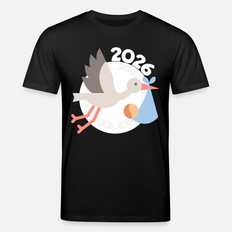 Cigogne avec bébé 2026 - T-shirt bio CREATOR Stanley/Stella Unisexe - noir