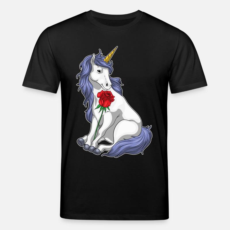 Einhorn Rose Blumen - Stanley/Stella Unisex Bio-T-Shirt CREATOR  - Schwarz