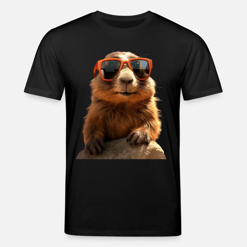 Murmeltier mit Sonnenbrille Nagetier Erdhörnchen - Stanley/Stella Unisex Bio-T-Shirt CREATOR  - Schwarz