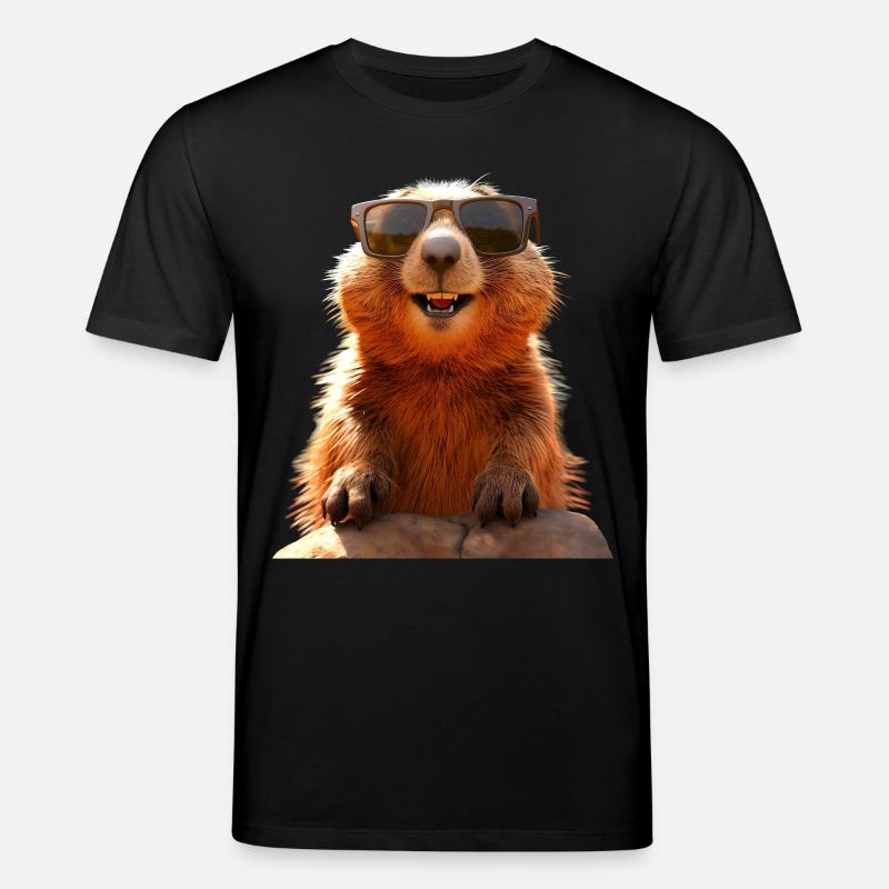 Murmeltier mit Sonnenbrille Nagetier Erdhörnchen - Stanley/Stella Unisex Bio-T-Shirt CREATOR  - Schwarz