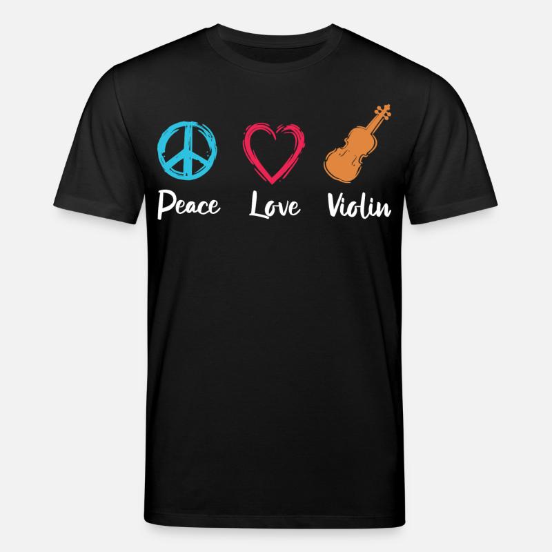 Frieden Liebe Geige - Stanley/Stella Unisex Bio-T-Shirt CREATOR  - Schwarz