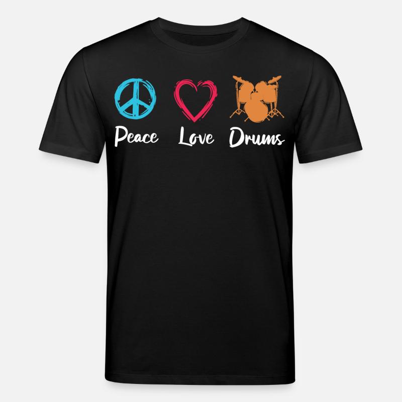 Frieden Liebe Schlagzeug - Stanley/Stella Unisex Bio-T-Shirt CREATOR  - Schwarz