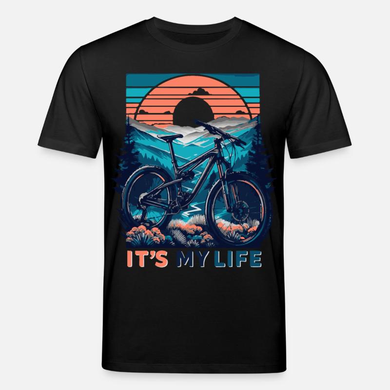 VTT coucher de soleil aventure design - T-shirt bio CREATOR Stanley/Stella Unisexe - noir