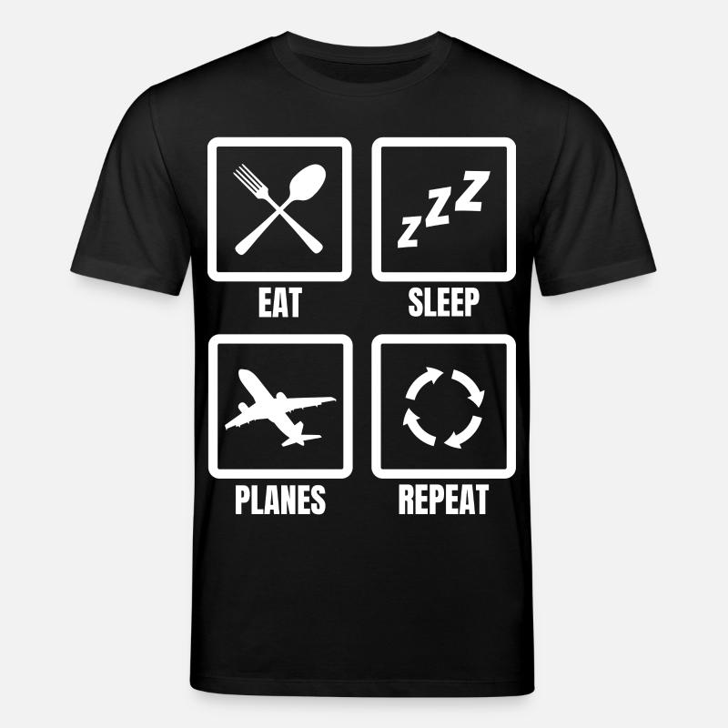Eat Sleep Planes Repeat - Stanley/Stella Unisex Bio-T-Shirt CREATOR  - Schwarz