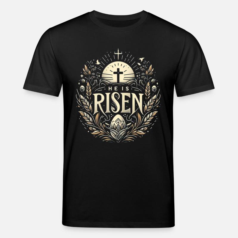He is Risen Cross & Light - Stanley/Stella CREATOR Unisex Organic T-Shirt - black
