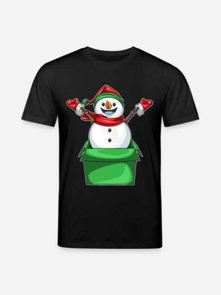 Snowman Christmas Cardboard Box - Stanley/Stella CREATOR Unisex Organic T-Shirt - black