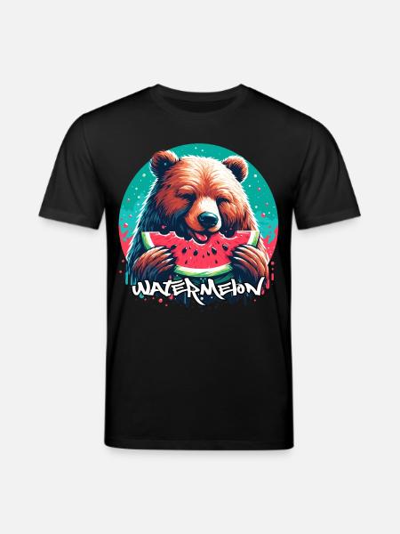 Watermelon Bear Yummy Gift - Stanley/Stella CREATOR Unisex Organic T-Shirt - black