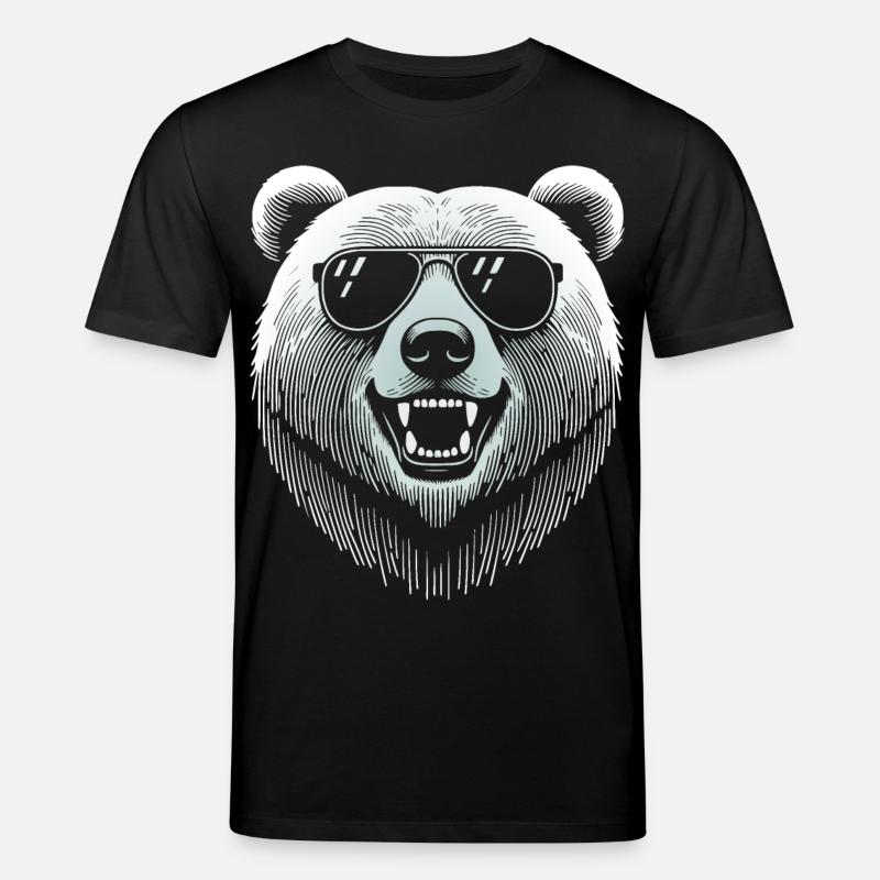 Cooler Bärenkopf mit Sonnenbrille - Stanley/Stella Unisex Bio-T-Shirt CREATOR - Schwarz