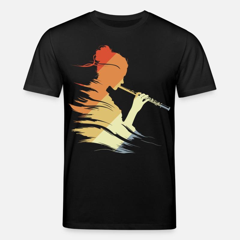 Flöte Mädchen Grafik Retro - Stanley/Stella Unisex Bio-T-Shirt CREATOR  - Schwarz