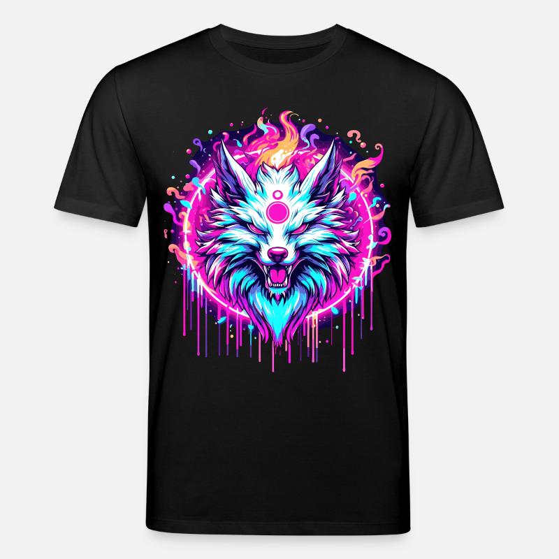 Psychedelischer Fuchs - Stanley/Stella Unisex Bio-T-Shirt CREATOR  - Schwarz