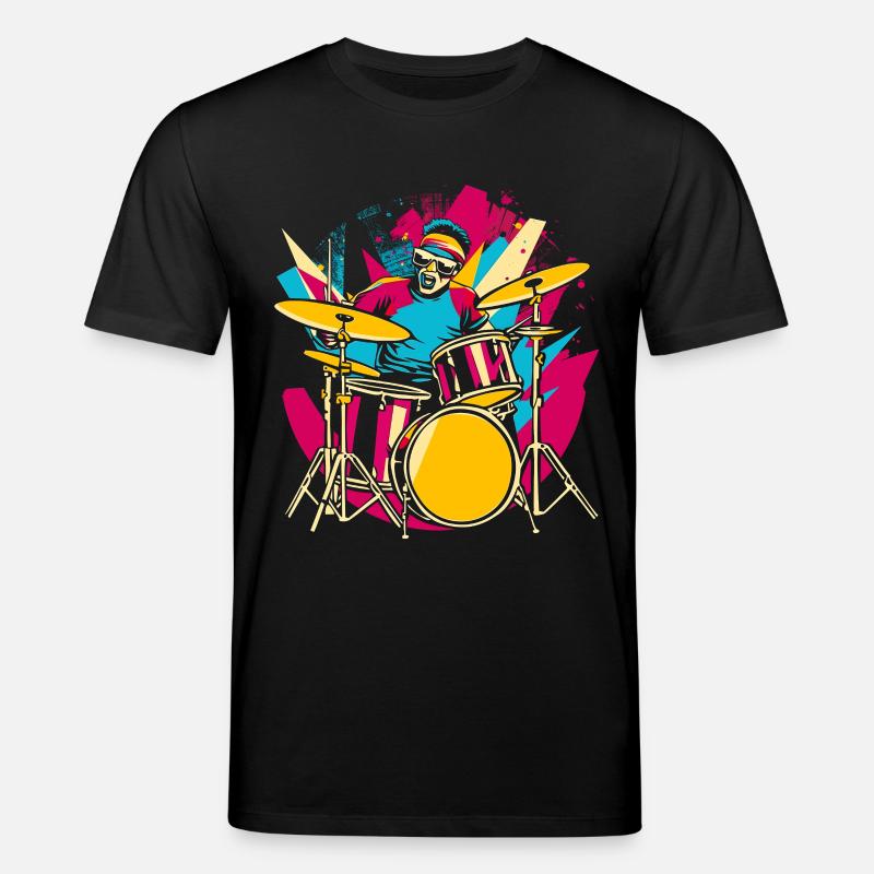Batteur Synthwave - T-shirt bio CREATOR Stanley/Stella Unisexe - noir